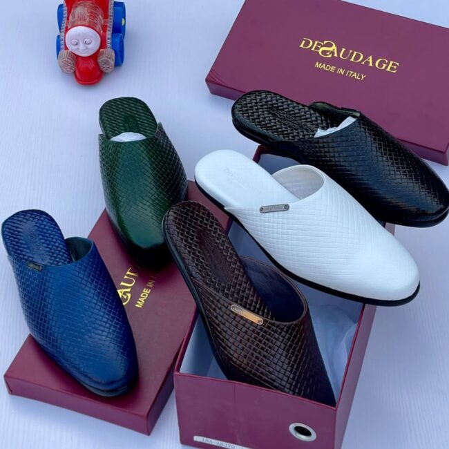 Black Croc-Effect half Shoe