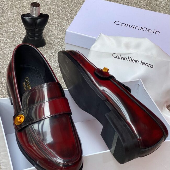 Men's Red leather penny loafer
