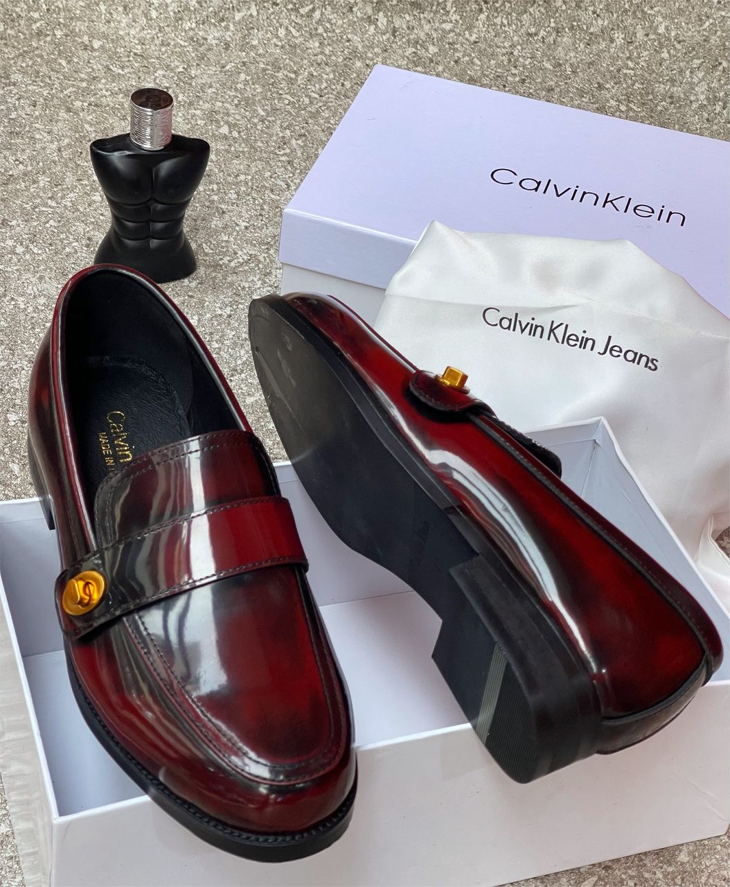 Men's Red leather penny loafer