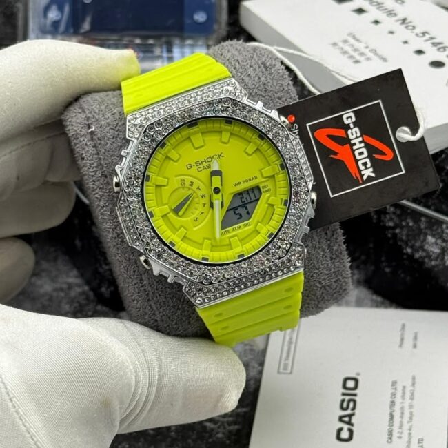 Custom iced-out Casio G-Shock GA-2100 "CasiOak"
