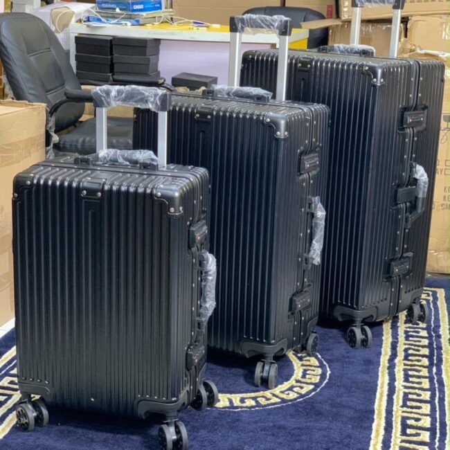 3-piece Set of Black Hardshell Travel Suitcases